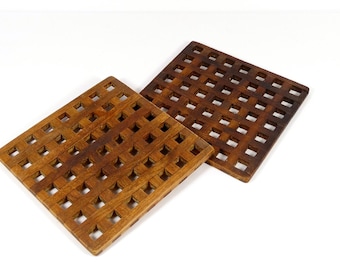 Vintage Teak Trivet Set of 2 Teak Trivets Dansk Teak Trivets Vintage Wood Trivets