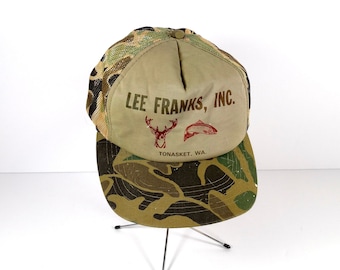 Vintage Camo Trucker Hat Lee Franks Hunting Hat Hunter Trucker Cap Mesh Dad Hat