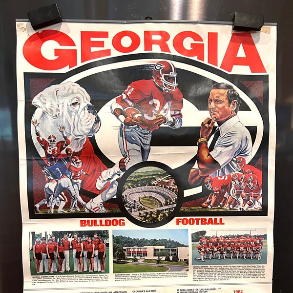 1982 Georgia Bulldogs Football Poster Vince Dooley Herschel Walker UGA Football Calendar Vintage Georgia  Bulldogs Fan Dawgs Fan