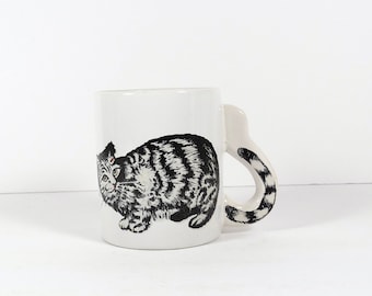 Vintage Tabby Cat Mug - Vintage Cat Mug - Silver Tabby Cat Mug Cat Lover Crazy Cat Lady Gift