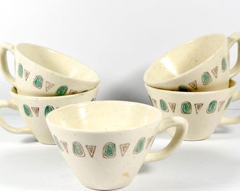 1950s Metlox Navajo Cups - Set of 5 Poppytrail Vernon Navajo Tea Cups MCM Dinnerware