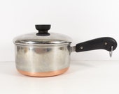 Vintage Revere Ware 1.5 Qt Process Patent Pot with Lid Copper Bottom Copperclad Clinton IL 1.5 Quart Saucepan RW59