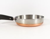 Vintage Revere Ware Process Patent Frying Pan Straight Sided Skillet 7.25 quot Saute Pan Copper Bottom Copperclad RW54