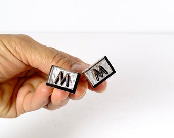 Fab Swank M Initial Cuff Links Vintage Swank Cuff Links Swank W Initial Cuff Links M Cuff Links W Cuff Links