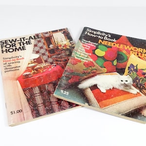 1970s Needlework and Sewing Books - 1970s Simplicity How-To Books 1970s Home Decor 70s Sewing 70s Embroidery