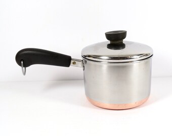 Vintage 1.5 Qt Revere Ware Pot - With Lid - Copper Bottom Revere Pot Revereware Copper Clad Pot 1.5 Quart Clinton IL RW345