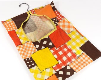 1970s Clothespin Bag Laundry Bag Clothes Pin Bag Vintage Clothespin Holder Clothesline Bag
