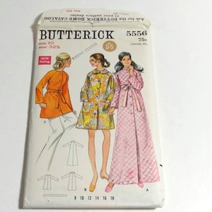 1970s Bathrobe Robe Pattern - Vintage Butterick 5556 - Size 10 Vintage 1970s Sleepwear Ladies Robe Pattern 70s Pattern