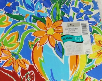 Vintage Gift Wrap - Mod Floral - Unopened Vintage Wrapping Paper Scrapbooking