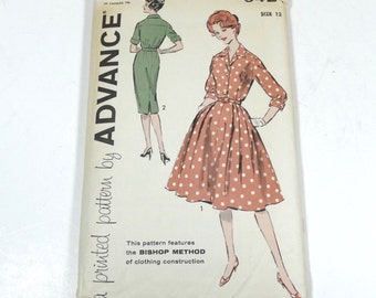 50s Shirtwaist Dress Pattern - Advance 9424 - Size 12 - 1950s Shirtwaist 50s Dress Pattern Vintage Pattern