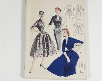 Vintage 1950s Dress Pattern Vintage Sheath or Full Skirted Dress Pattern - Butterick 7514 - Size 12 - Vintage 50s Dress Pattern