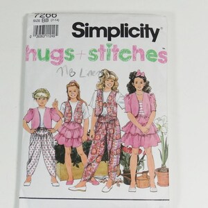 90s Kids Simplicity 7266 - Hugs and Stitches - Girls and Childs Skirt Zouave Pants and Jacket or Vest - Size BB 7-14 - Vintage 1991 Pattern