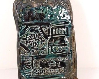 Arte cerámico MCM Arte cerámico moderno de mediados de siglo Colgante de pared de cerámica modernista Placa de cerámica MCM Estilo retro Bitossi