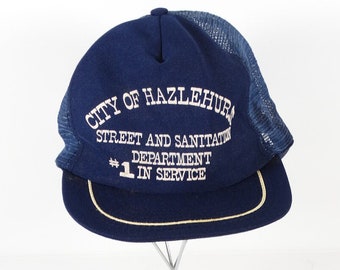 Real 1970s Trucker Hat "City of Hazlehurst Steet and Sanitation Department" Dad Hat Snapback Mesh Trucker Cap