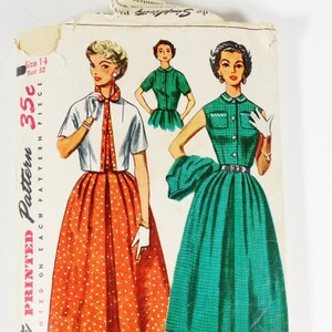 1950s Dress Pattern 1953 Pattern Simplicity 4566 - Misses One-Piece Dress and Jacket - Vintage 1953 Pattern - Size 14 Bust 32