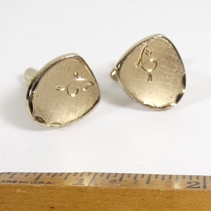 Vintage Gold Cuff Links Midcentury Retro Matte Gold-tone Cuff Links