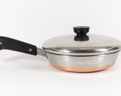 Vintage Revere Ware Skillet 8 quot Frying Pan With Lid Process Patent Copper Clad Copper Bottom Revereware RW60
