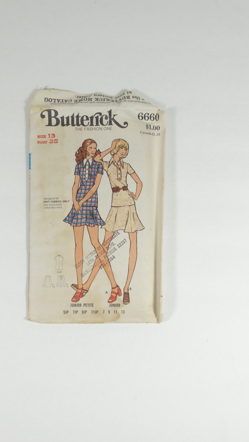 Vintage Junior Dress Pattern Butterick 6660 Vintage 1960s 1970s Pattern