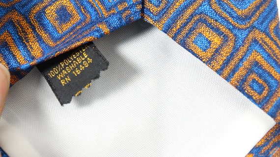 Groovy Blue and Gold Vintage Tie, Retro Mod Psych… - image 3
