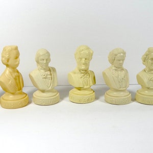 Vintage Plastic Composer Busts - Sold Individually Halbe Famous Composer Wagner  Haydn Schumann Mendelssohn Grieg Beethoven