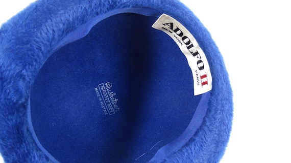 Vintage Designer Hat Vintage Blue Faux Fur Adolfo II Hat  display picture 3