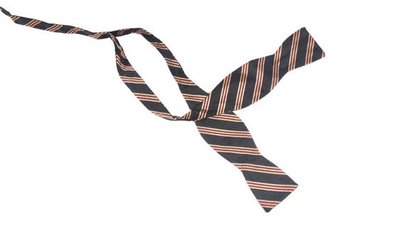 Vintage Silk Bow Tie - Diagonal Stripe Adjustable