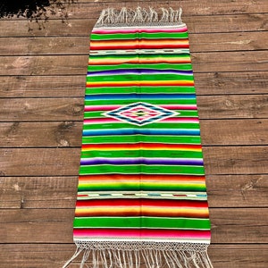 Beautiful Vintage Wool Saltillo Table Runner 4' Long Fine Weaving Saltillo Runner Southwestern Style Rustic Ranch SW Mexican Saltillo Wool