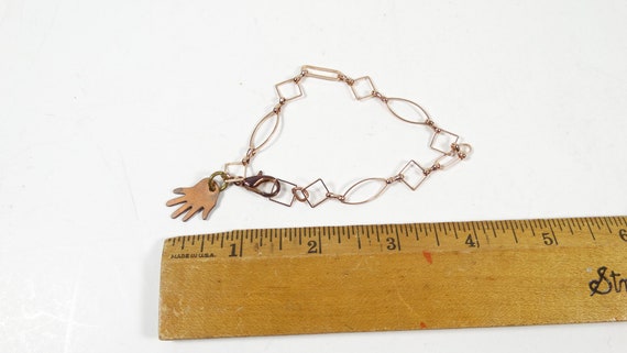 Vintage Copper Hamsa Bracelet - Good Luck Charm B… - image 4