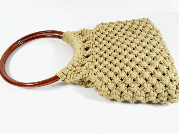 1970s Macrame Handbag - 70s Macrame Purse Lucite … - image 4