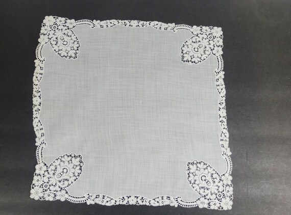 Wedding Lace Handkerchief - Vintage Handkerchief … - image 2