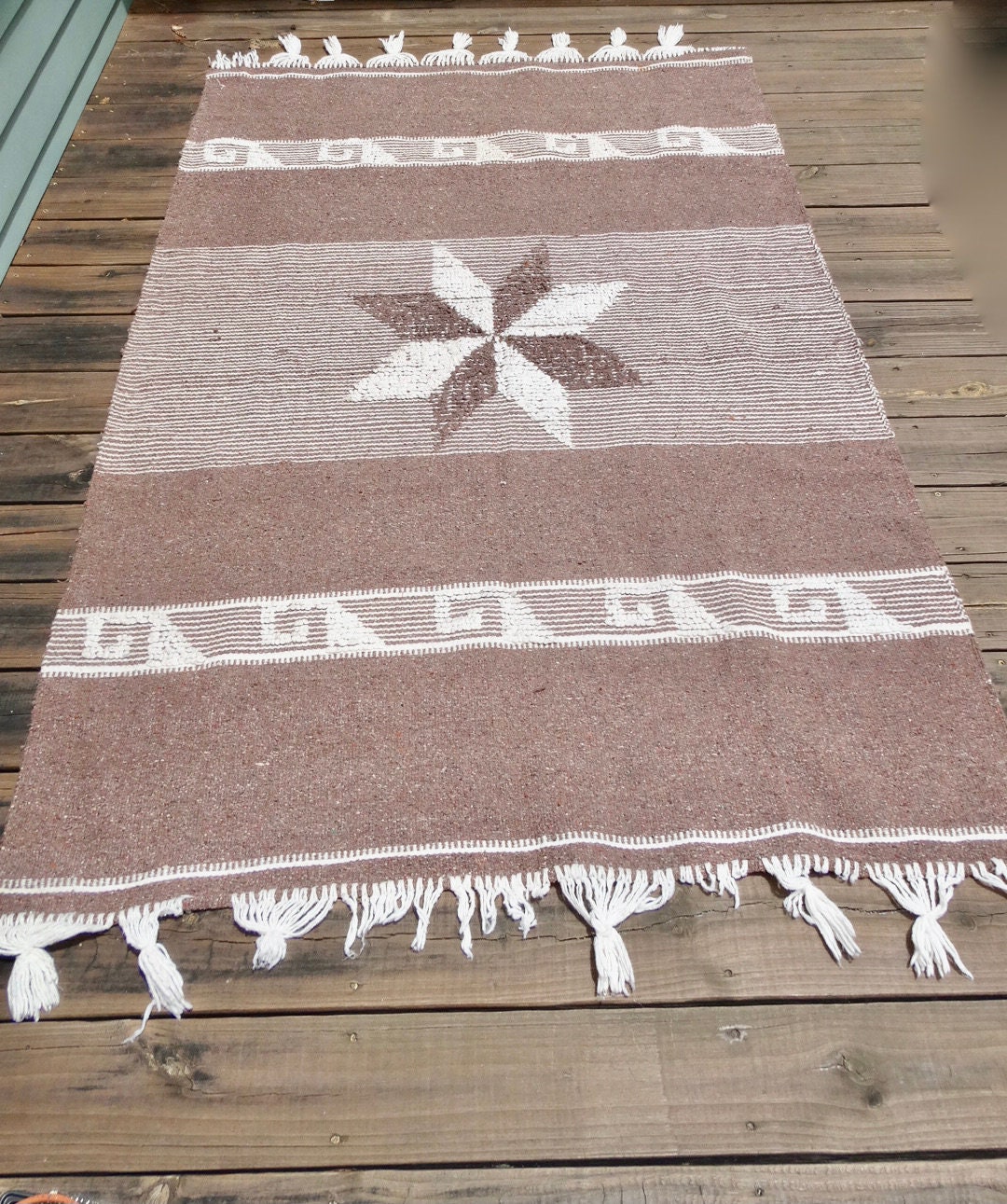Vintage Mexican Rug Mexican Blanket Earthtones Boho Star Rug Etsy