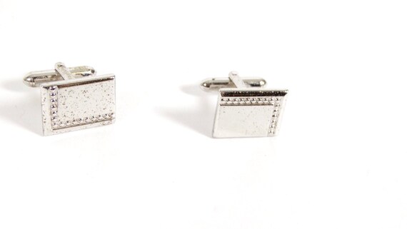 1960s Swank Cuff Links Silver Cuff Links Rectangu… - image 1