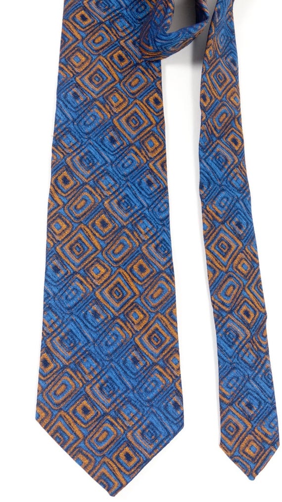 Groovy Blue and Gold Vintage Tie, Retro Mod Psych… - image 4