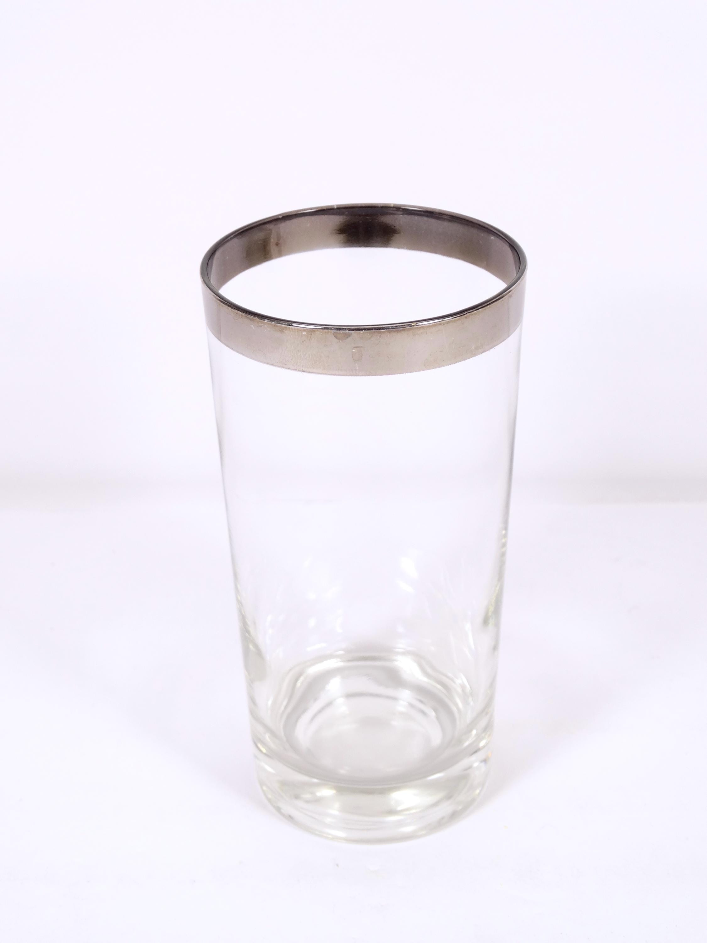 Midcentury Silver Rim Glass Vintage Silver Rim Glass Silver Rim Tumbler ...