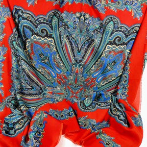 Pretty Vintage Italian Scarf Large Red Paisley Square Scarf Italian Coat Scarf Vintage Italian Square Scarf Paisley Scarf