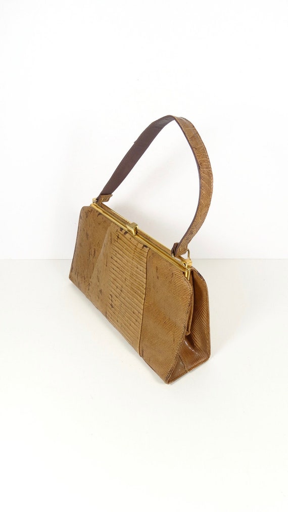 Vintage Lizard Skin Handbag LBF Made in England 1950s… - Gem