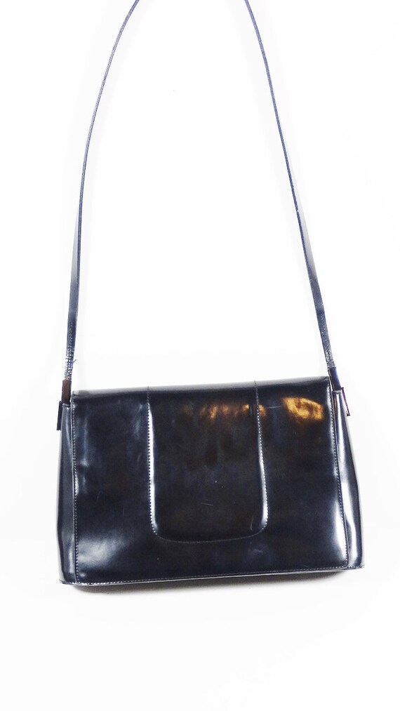 Enzo Angiolini Black Patent Leather Shoulder Bag