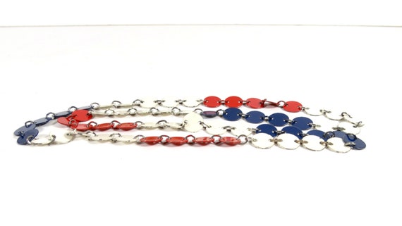 1960s Enamel Disk Necklace Red White and Blue 196… - image 5