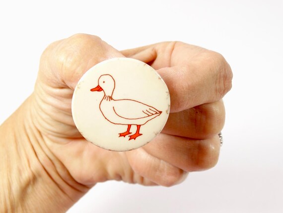 Vintage Duck Button Duck Pinback Button Vintage W… - image 5