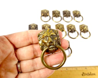 Vintage Brass Lion Head Drawer Pulls - Smaller Ring Size - Sold Individually Allison Brass Japan Lion Head Drawer Ring Pulls Drawer Pulls