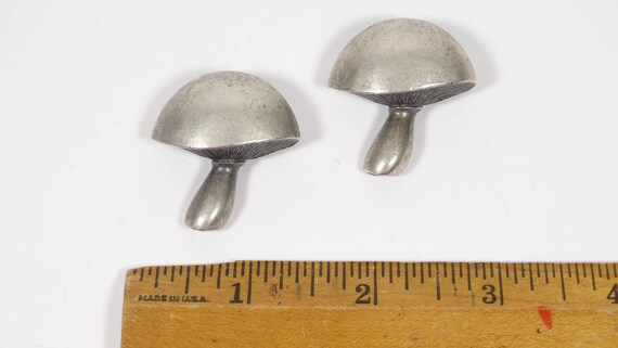Pewter Mushroom Brooches - Set of 2 Vintage Mushr… - image 4