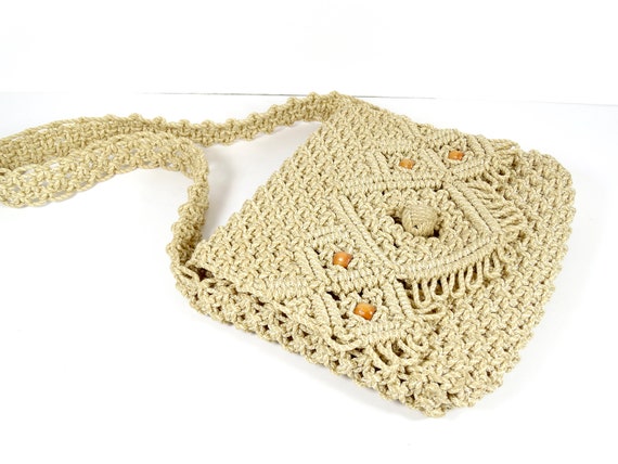 1970s Macrame Purse Macrame Handbag 70s Bag Hippi… - image 2