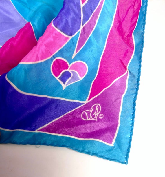 1980s LGE Love You Scarf Silk Blend Scarf Hot Pin… - image 4