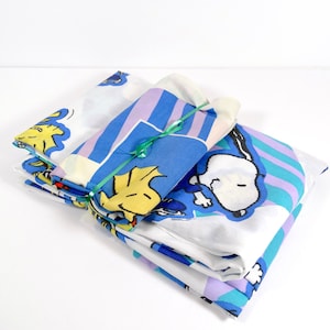 Cute Vintage Snoopy Sheets - Roller Blader Snoopy Skating Flat Twin Sheet and Pillowcase Vintage Peanuts Snoopy Woodstock Kids Sheets