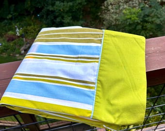 1970s Twin Flat Sheet - 70s Striped Flat Sheet Vintage Twin Flat Sheet
