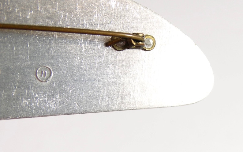 Vintage Modernist Abstract Brooch Coat Pin Bauhaus Style Aluminum Pin