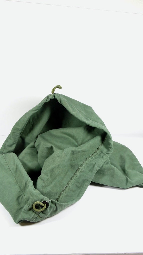 Vintage Olive Green Duffle Bag Gunny Sack Laundry Sac… Gem