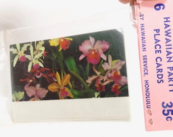 Vintage Hawaiian Party Place Cards NOS Set sin abrir de 6 Hawaiian Service Honolulu Luau Tiki Party