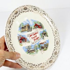Vintage New England Souvenir Plate Covered Bridges Plate New England Covered Bridges Plate Souvenir Plate