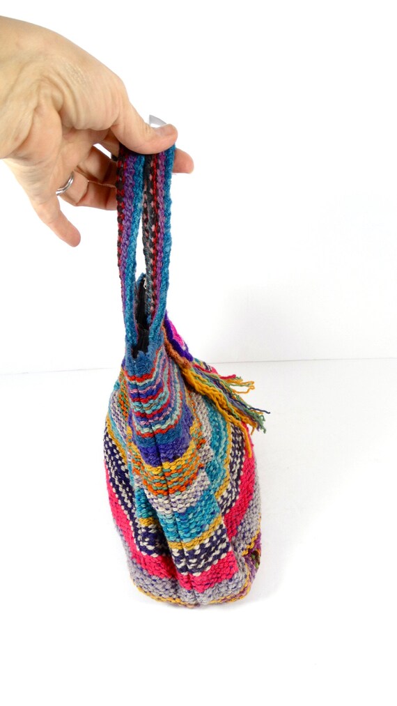 Vintage Woven Handbag Peruvian Textile Top Handle… - image 3